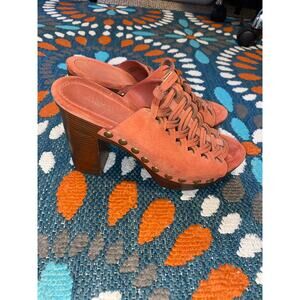Michael Kors Suede Mule Heels – Pinkish Orange – Size 7.5M